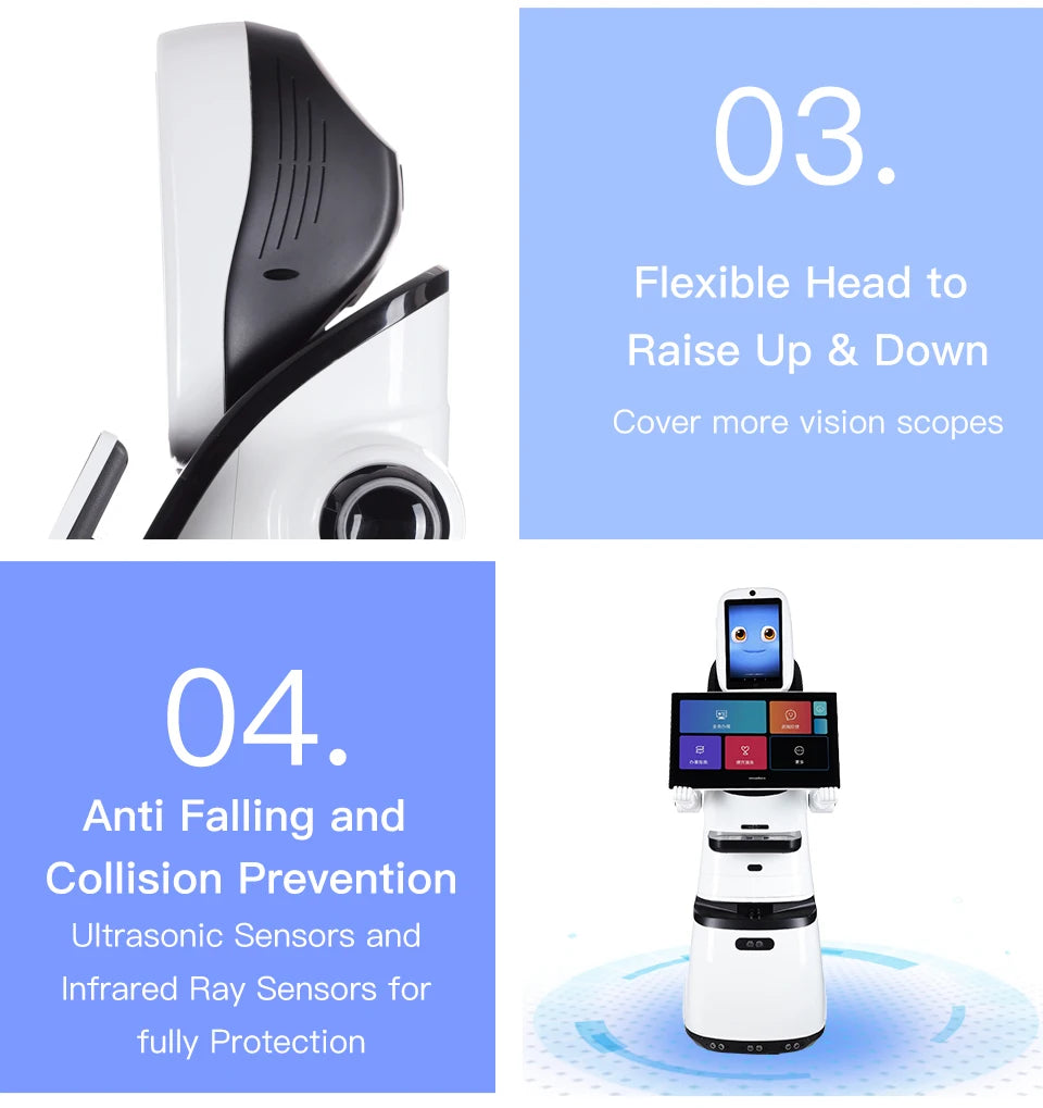 Robot d'accueil à double écran PadBot X3, guide showroom intelligent