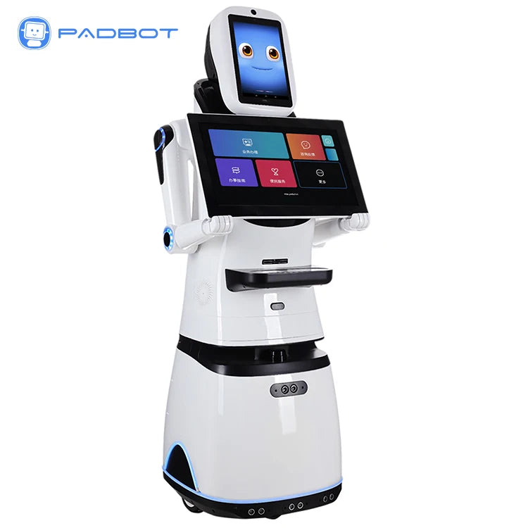 Robot d'accueil à double écran PadBot X3, guide showroom intelligent