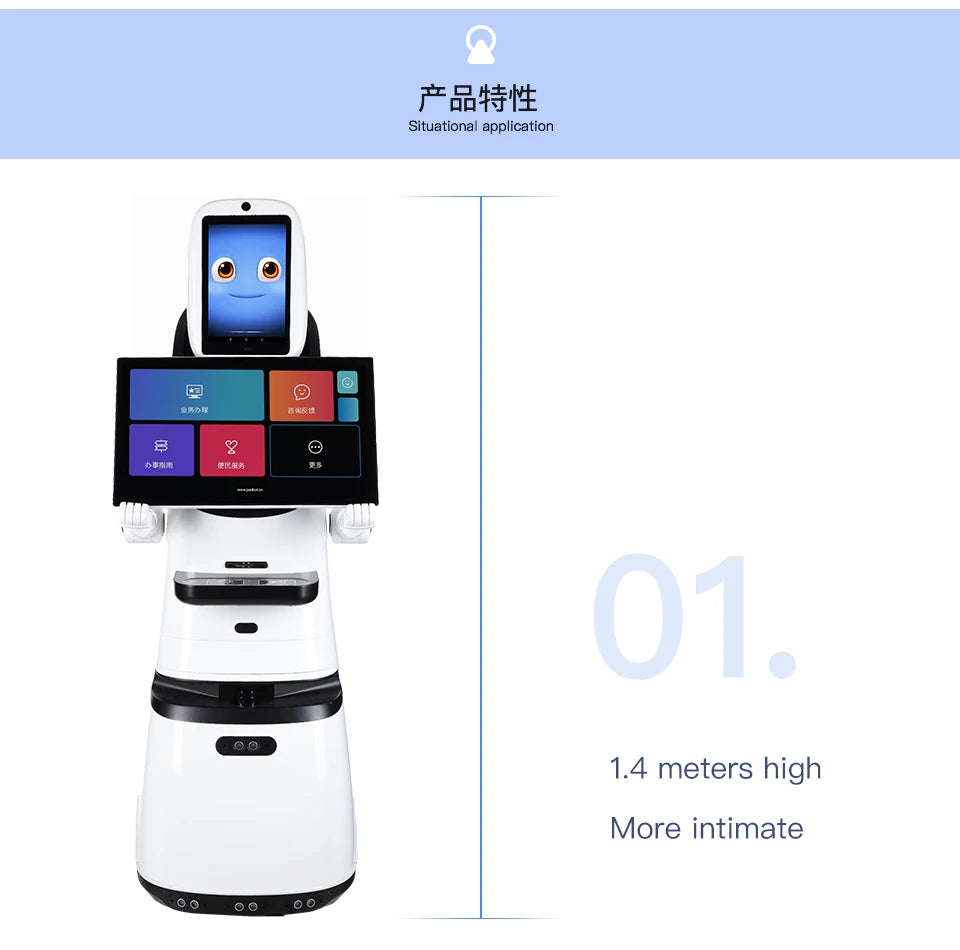 Robot d'accueil à double écran PadBot X3, guide showroom intelligent
