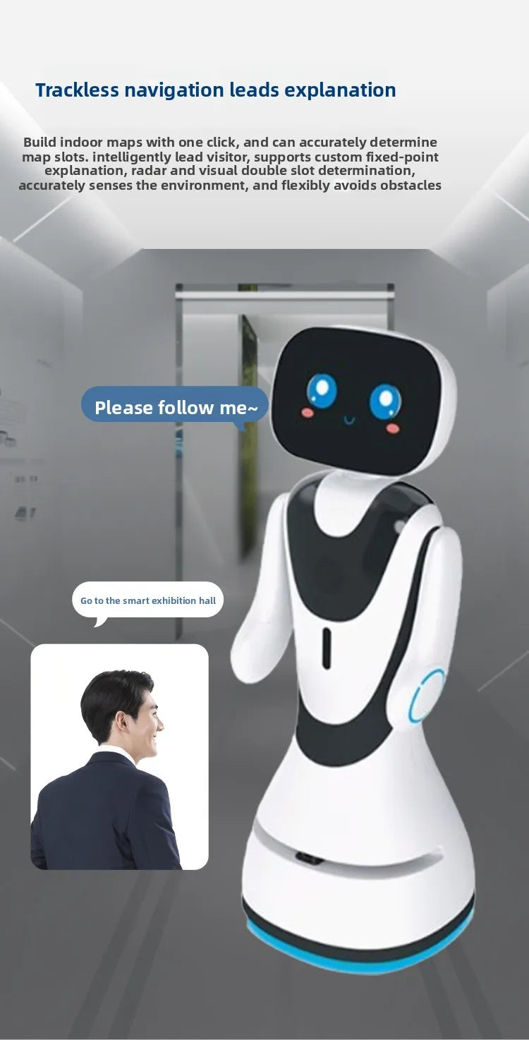 Robot Logistique Intelligent à Mesure Infrarouge pour Hall d'Exposition