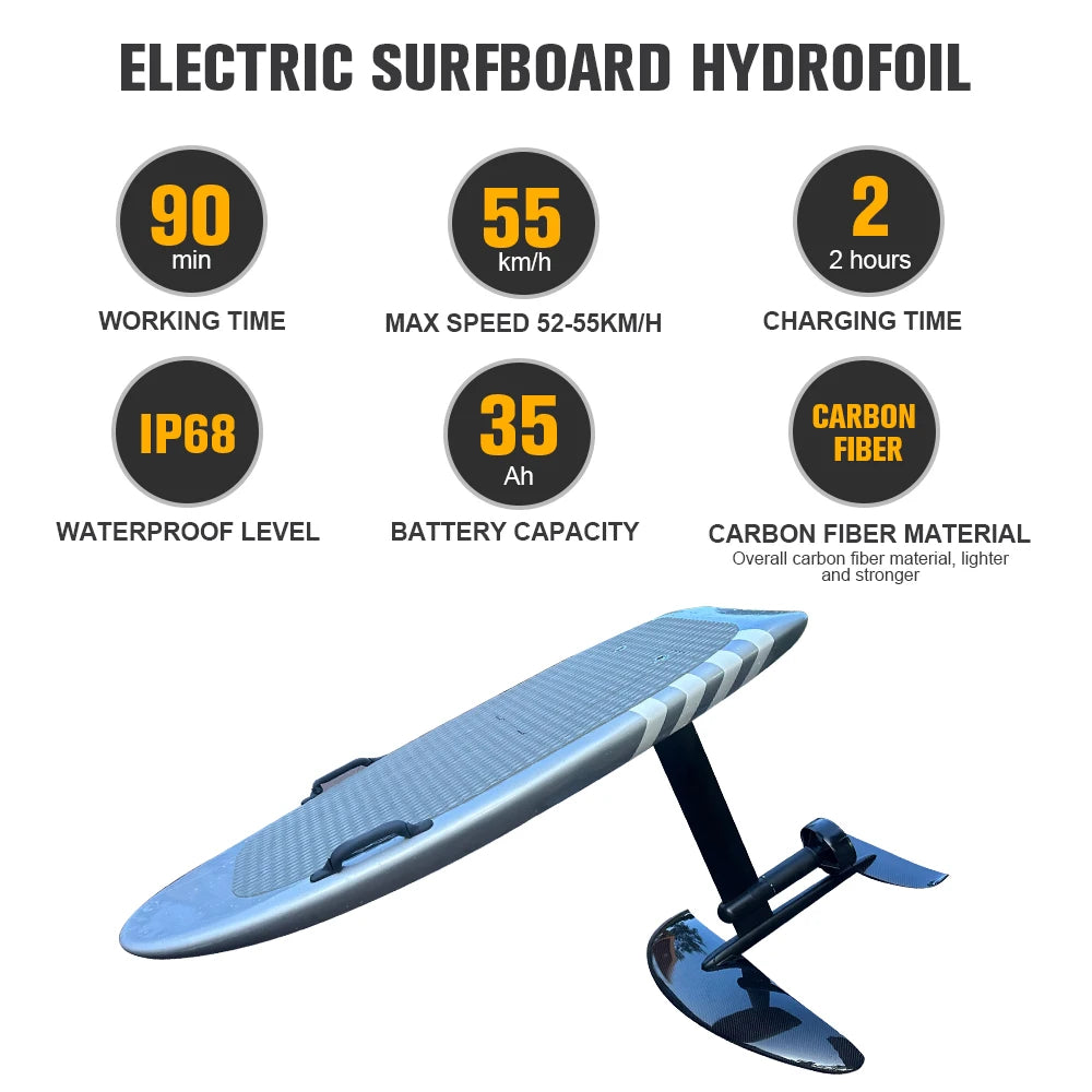 Planche de surf électrique carbone 50 km/h haute performance