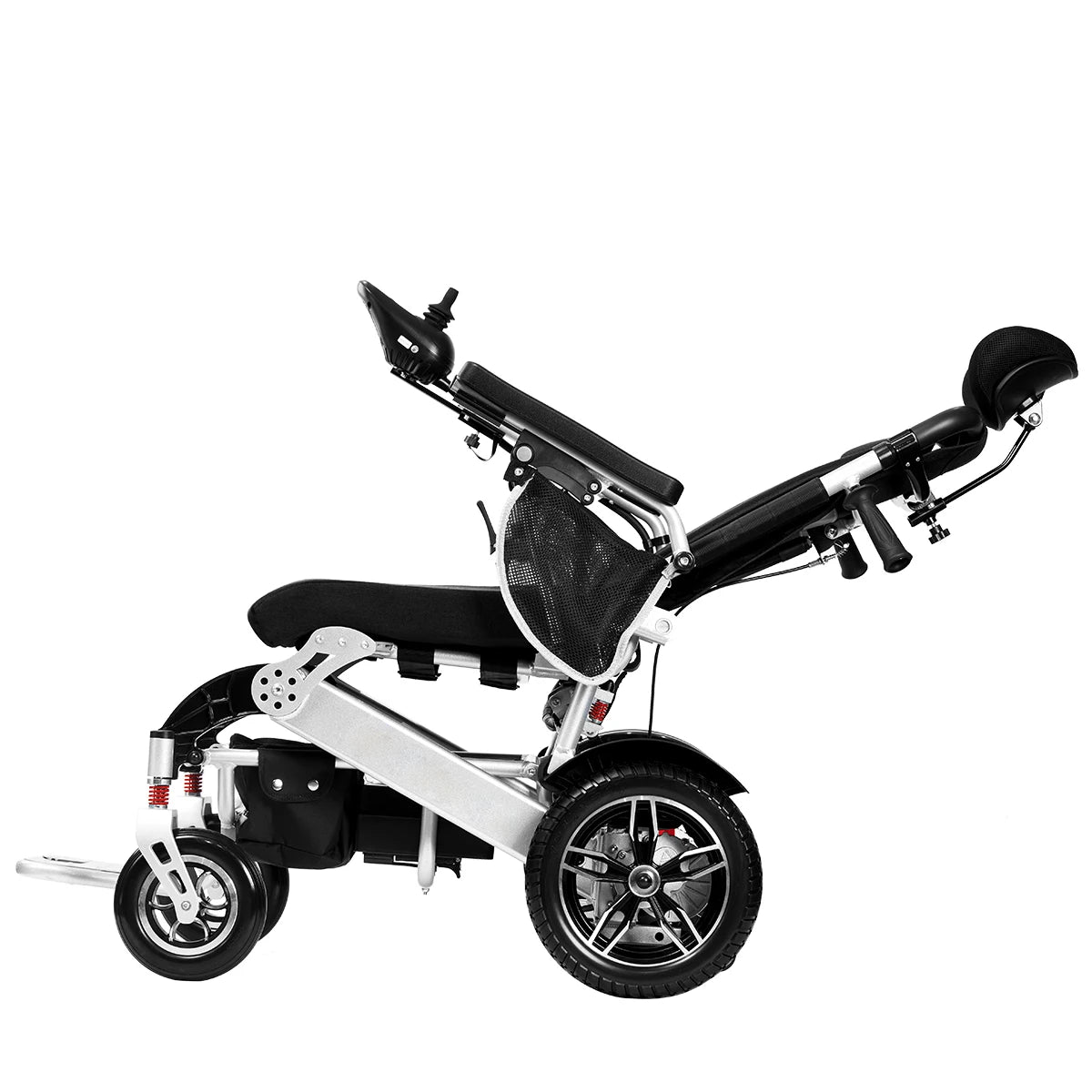 Fauteuil roulant électrique pliable en aluminium, télécommande & inclinaison