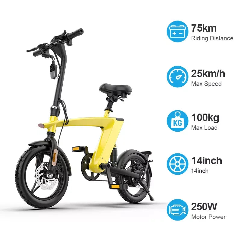 Vélo électrique pliable 48V 250W batterie 10Ah noir