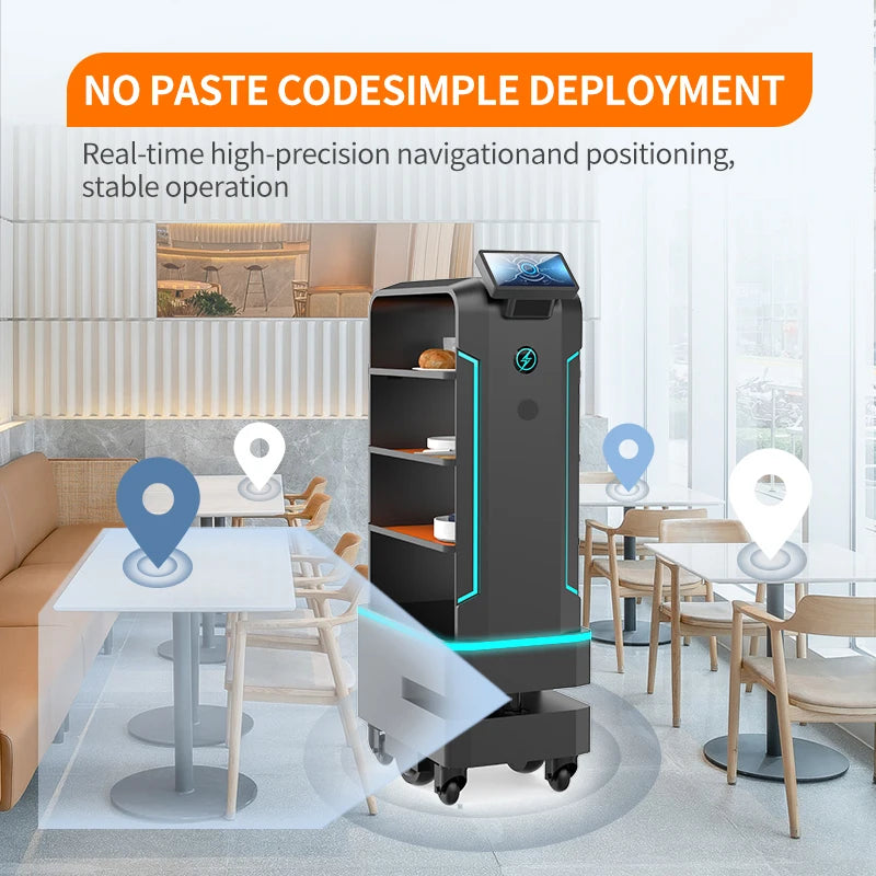Robot de service REEMAN pour livraison de repas, design moderne