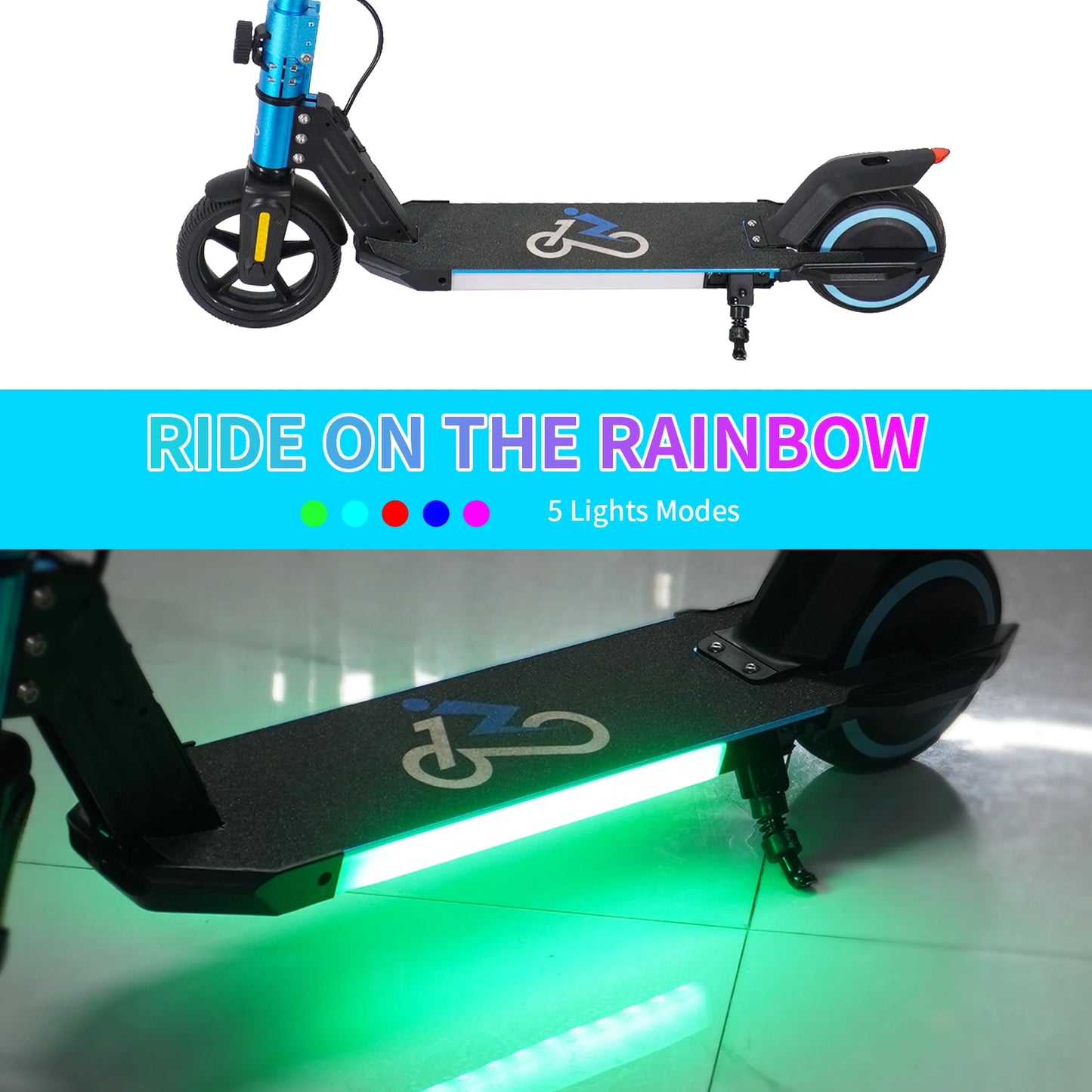 Trottinette Électrique Enfant 2 Roues LED Pliable 5 Modes