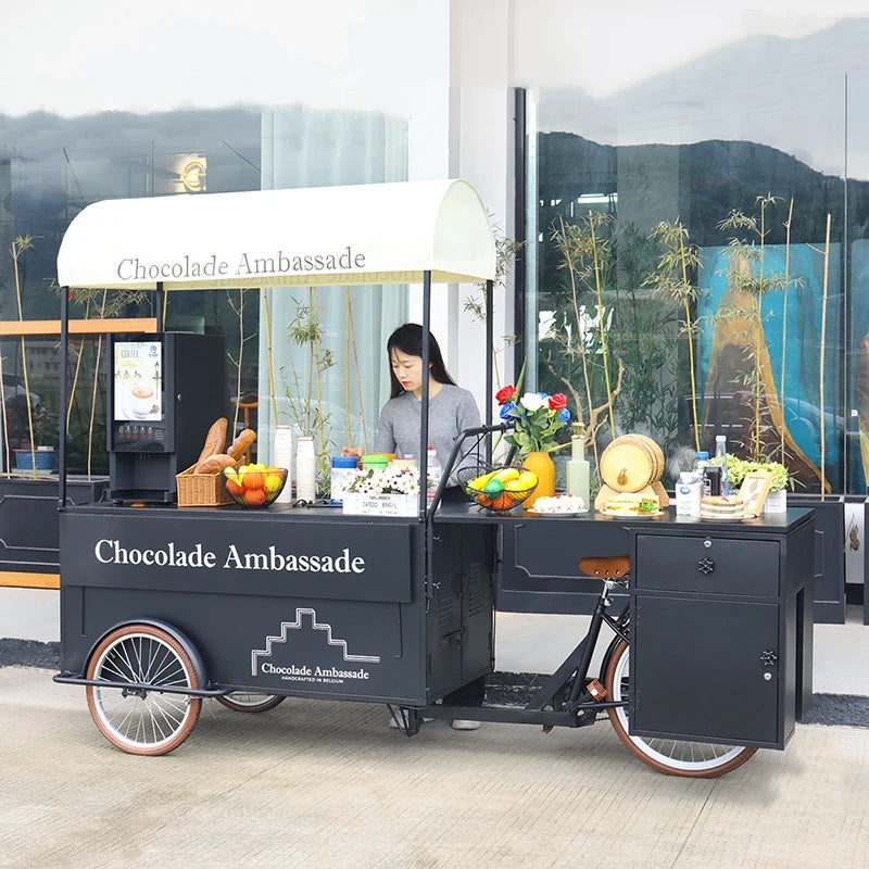 Chariot mobile de restauration à vélo, cuisine rapide et personnalisable