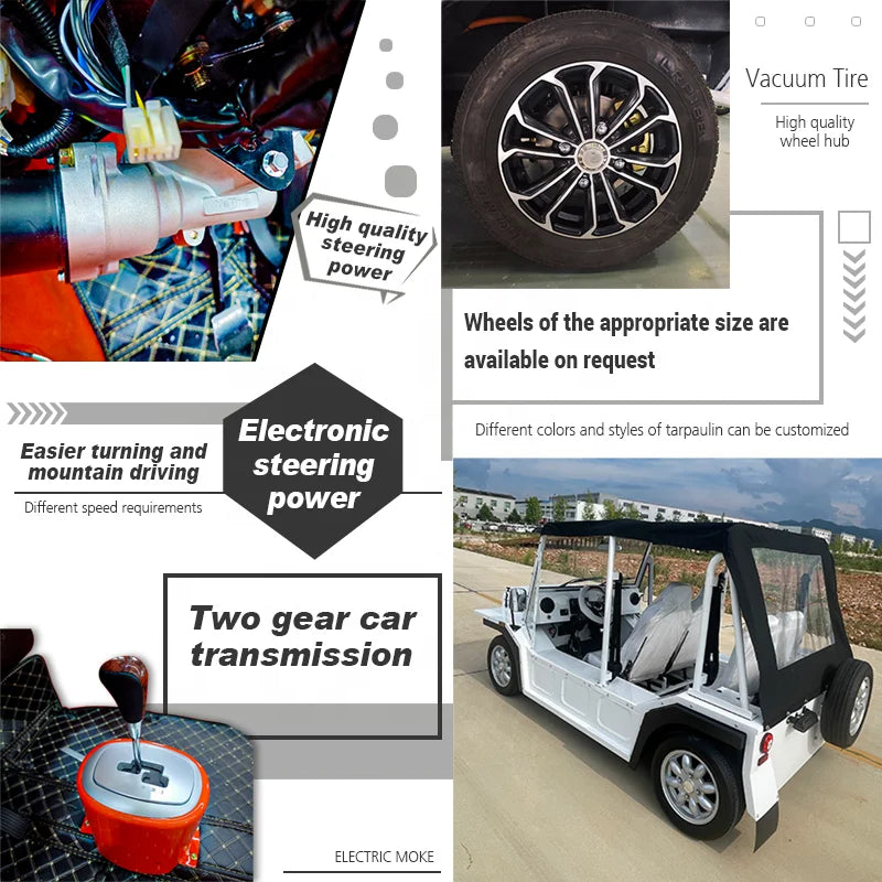 Mini Moke Électrique 4 places Étanche Aluminium - Certificat EEC