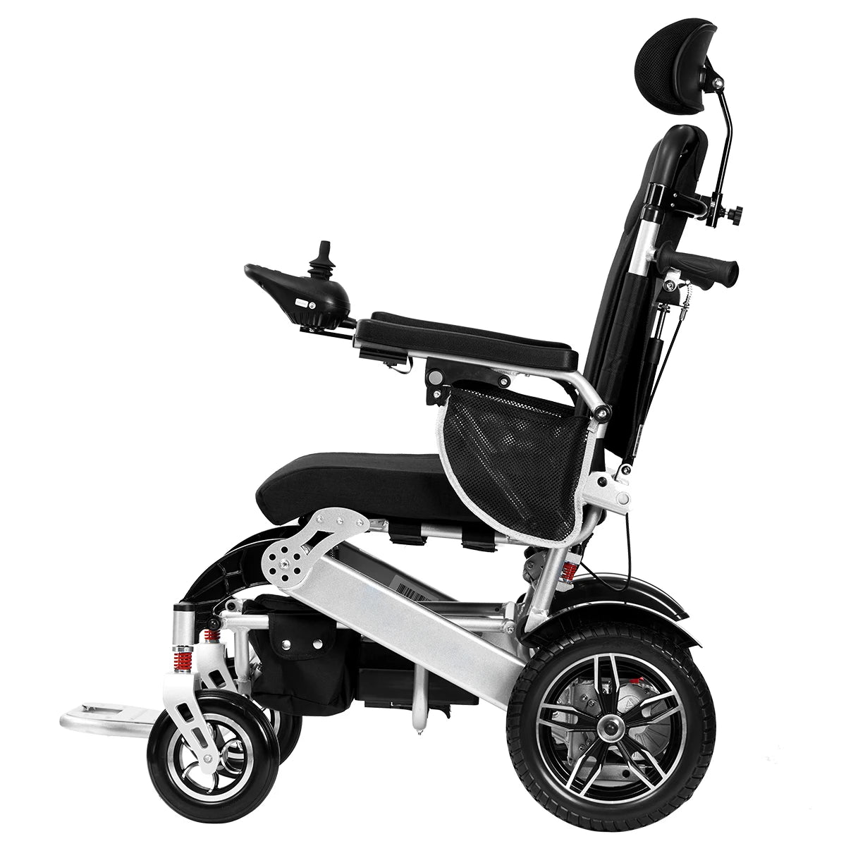 Fauteuil roulant électrique pliable en aluminium, télécommande & inclinaison