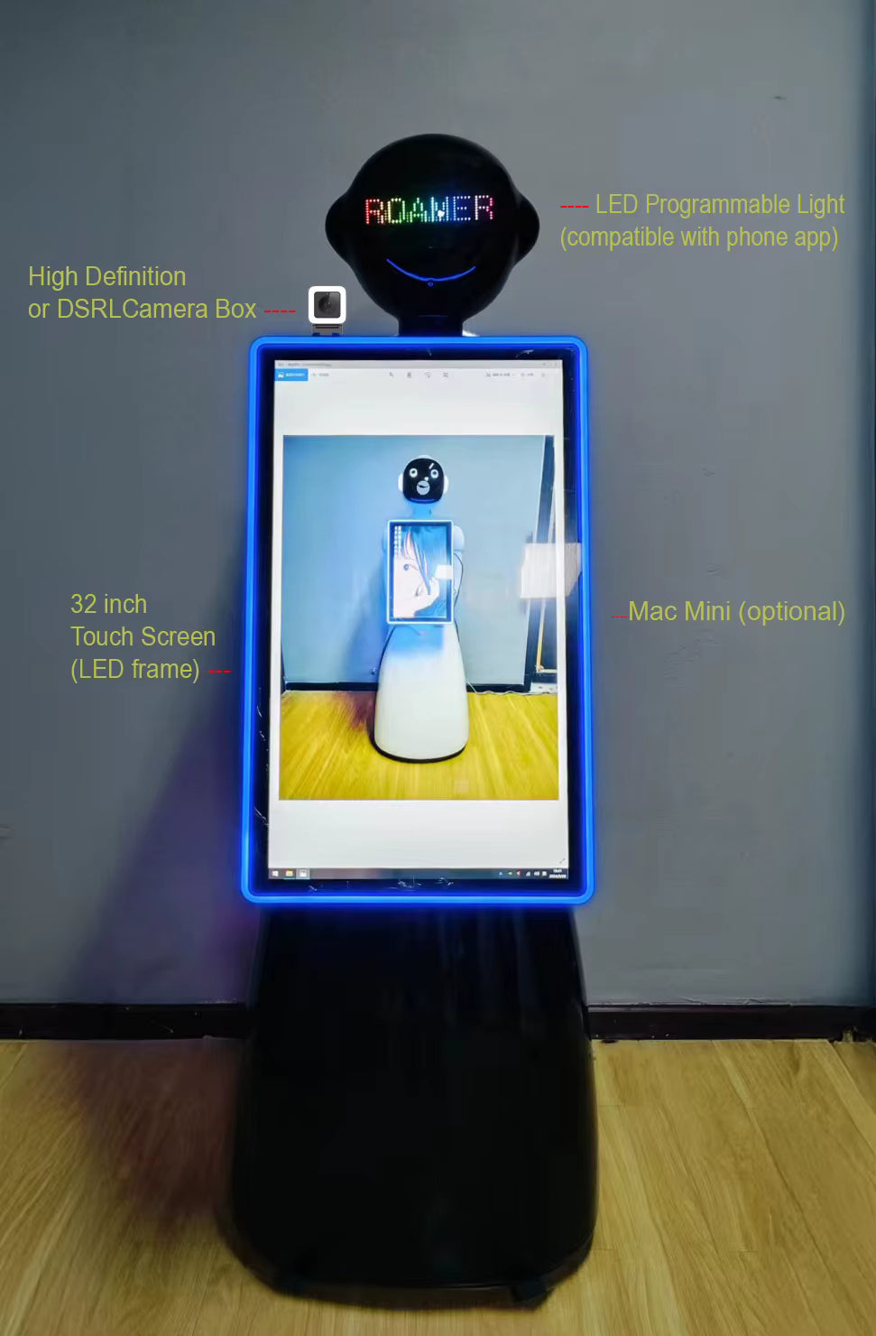 Robot IA MC-1104 Photobooth 32 pouces avec Écran Tactile et Imprimante