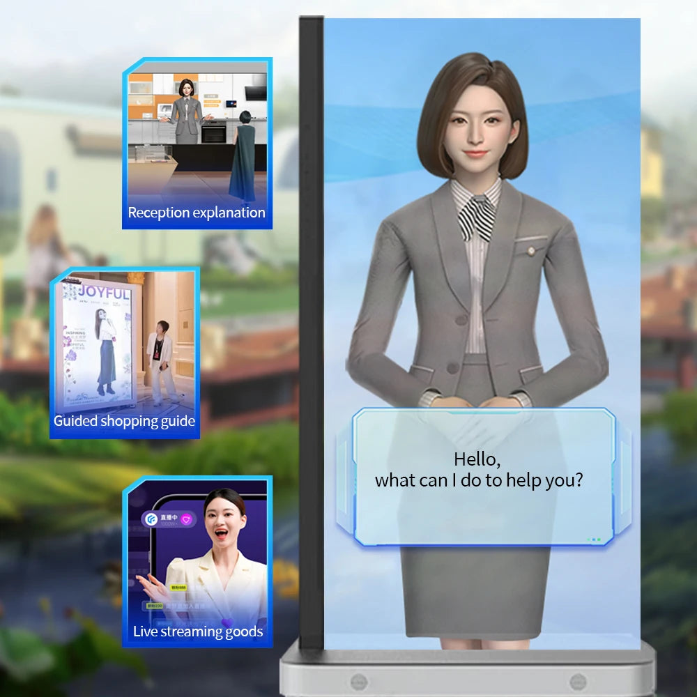 Terminal interactif indoor tout-en-un holographique 75 pouces HD avec IA