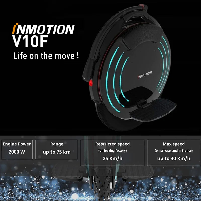 Inmotion V10F Monocycle Électrique 2000W 40km/h Batterie 960Wh Haute Performance