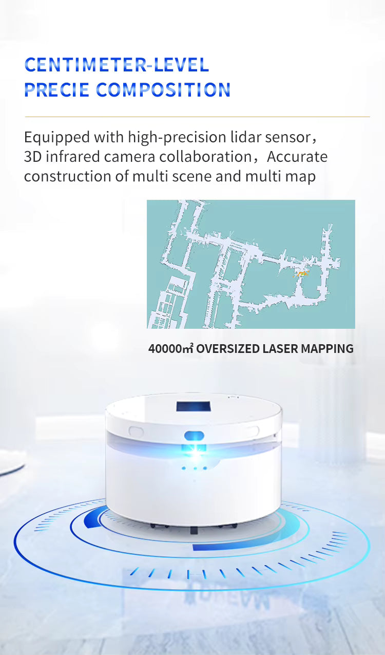Robot AGV autonome 4WD plateforme ronde livraison