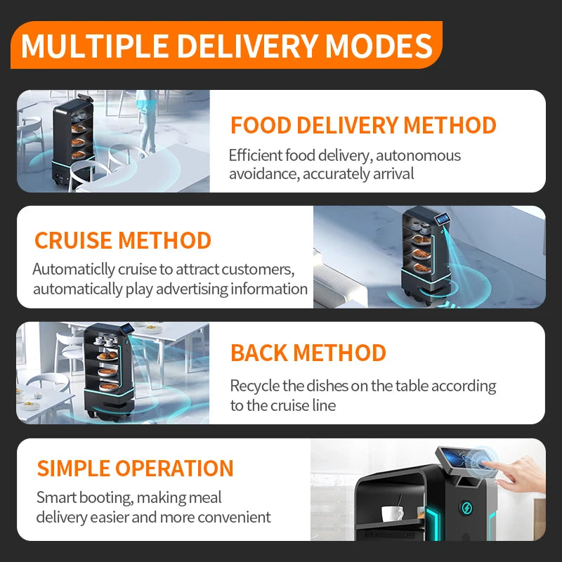 Robot de service REEMAN pour livraison de repas, design moderne