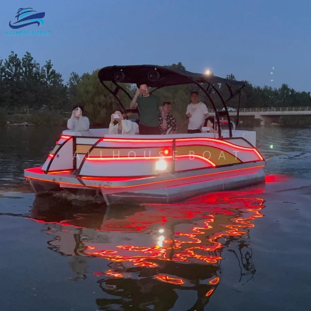 Bateau ponton électrique de luxe 17 pieds aluminium