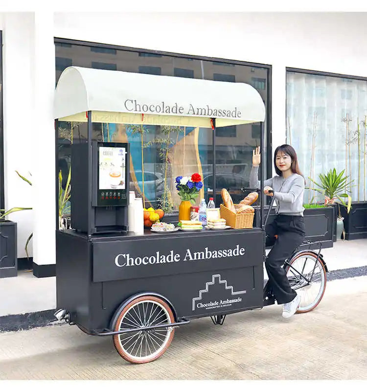 Chariot mobile de restauration à vélo, cuisine rapide et personnalisable