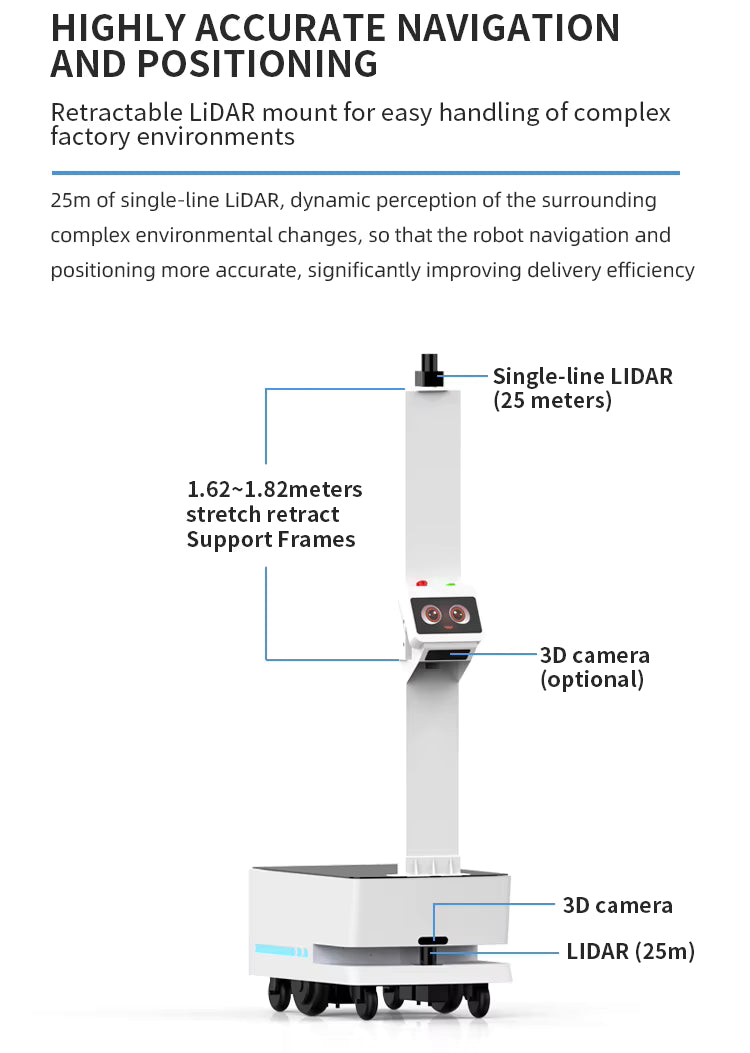 Robot de livraison industrielle Giraffe Reeman, AGV autonome 100kg