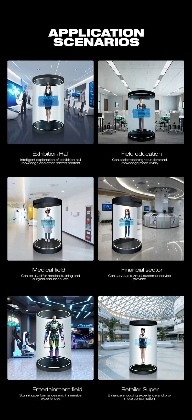 Écran holographique interactif 75 pouces Plug‑Play – Affichage 3D immersif