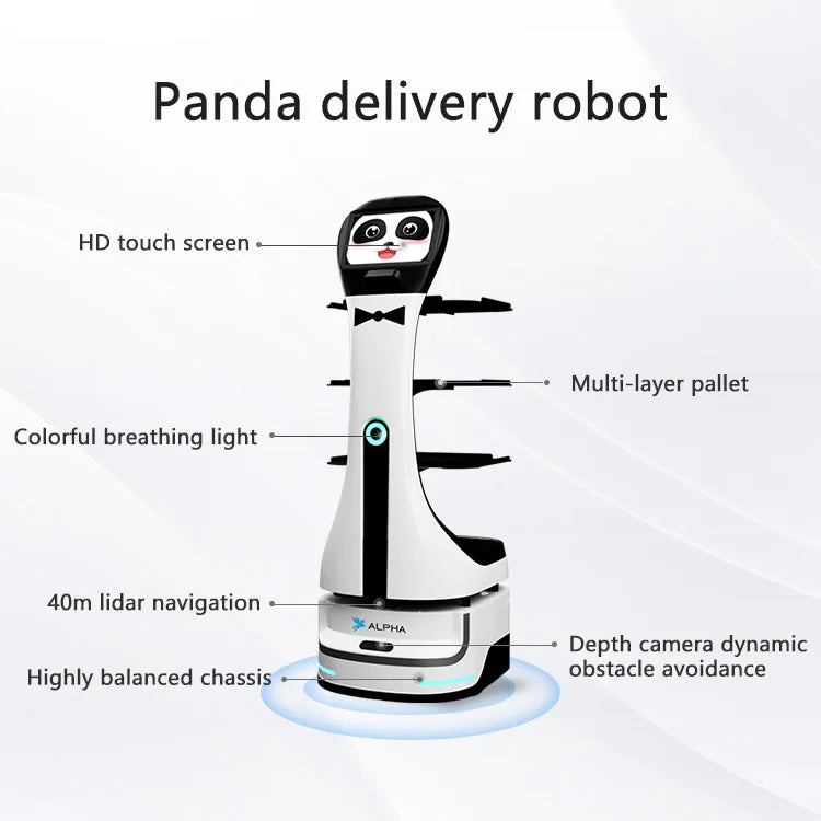 Robot de Livraison Panda Automatique 10.1" Écran, 45kg, 8h Autonomie