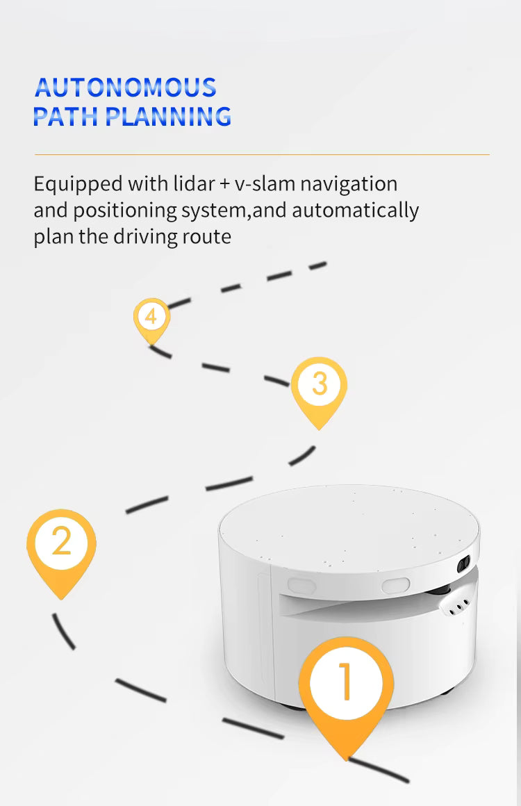 Robot AGV autonome 4WD plateforme ronde livraison