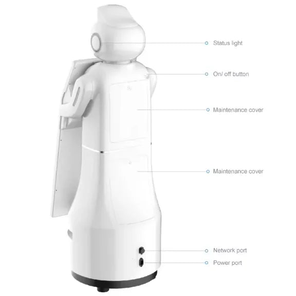 Robot humanoïde intelligent service d'accueil haute technologie 52x49x132 cm