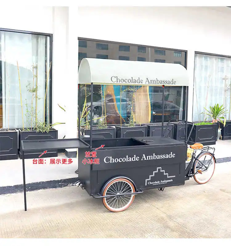 Chariot mobile de restauration à vélo, cuisine rapide et personnalisable