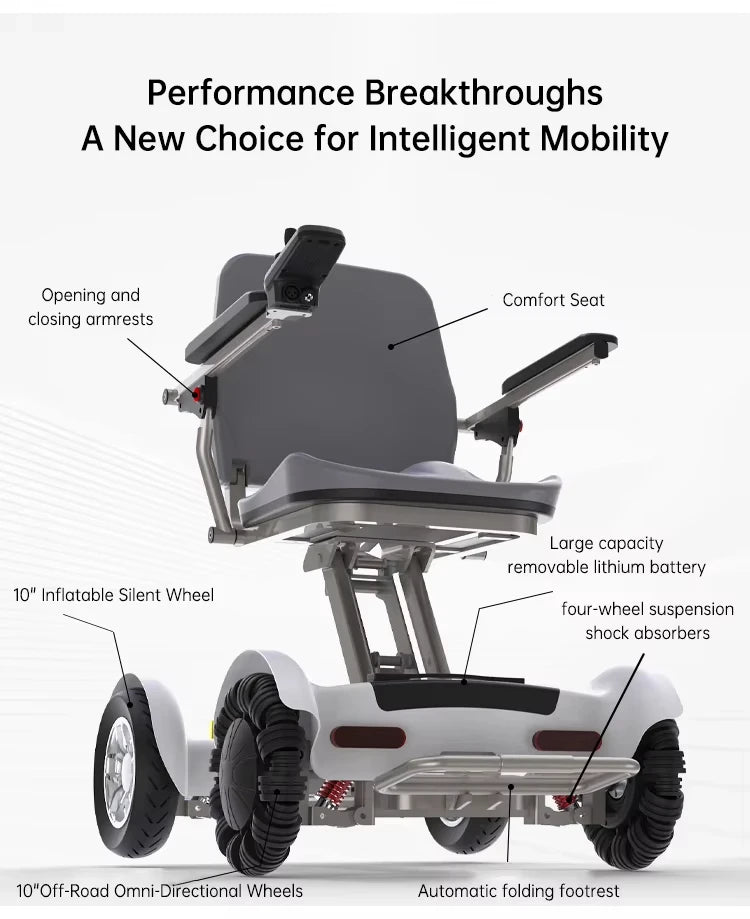 Fauteuil roulant électrique pliable double moteur portable 2025