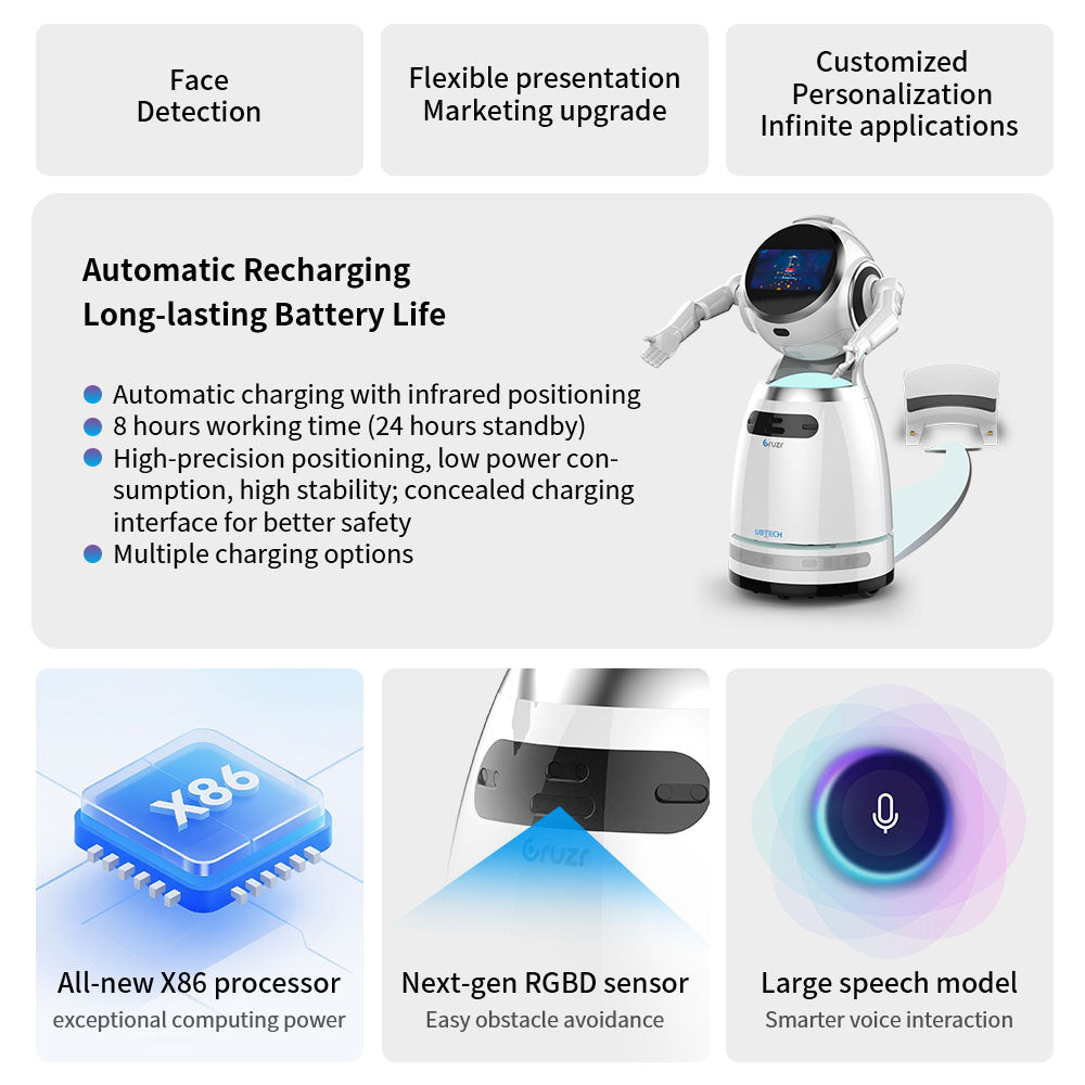 Robot de service UBTECH Cruzr 1S, guide multilingue