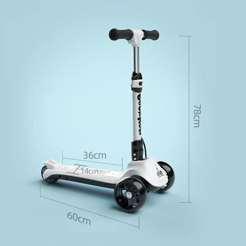 Trottinette électrique enfant 3 roues LED pliable réglable 8 km/h