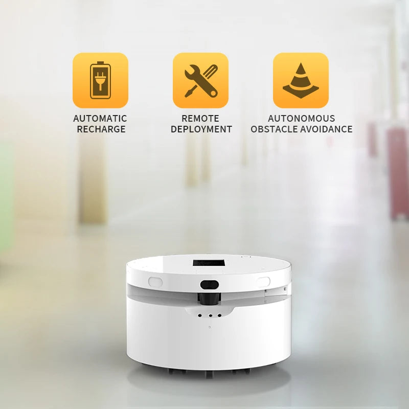 Robot AGV autonome 4WD plateforme ronde livraison pour restaurant