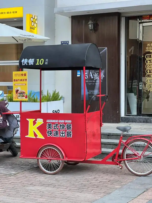 Chariot mobile de restauration à vélo, cuisine rapide et personnalisable