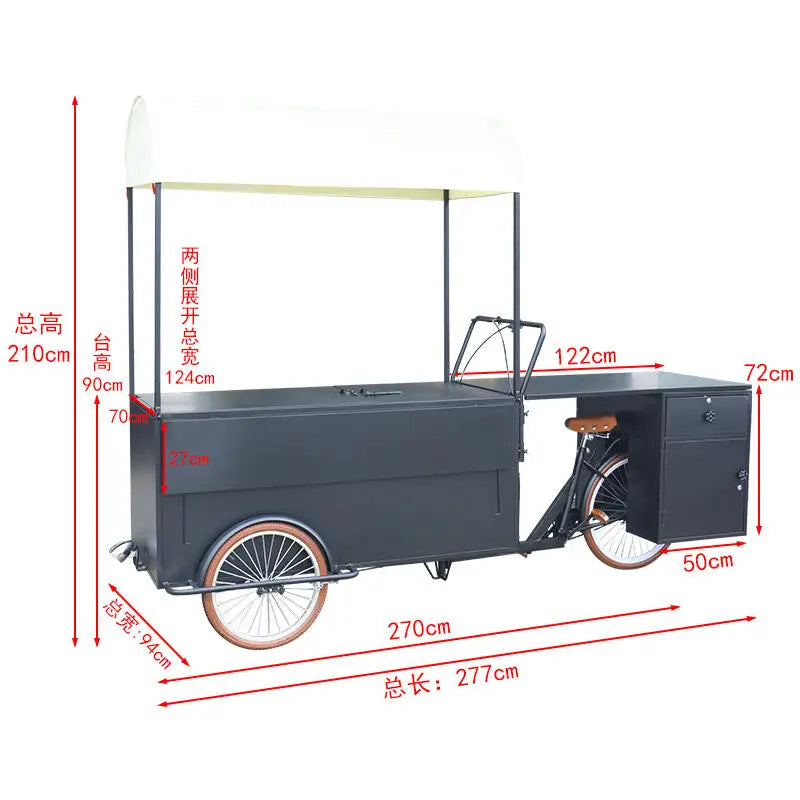 Chariot mobile de restauration à vélo, cuisine rapide et personnalisable