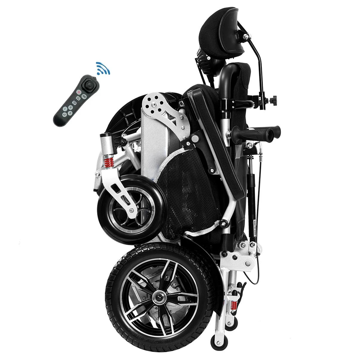Fauteuil roulant électrique pliable en aluminium, télécommande & inclinaison