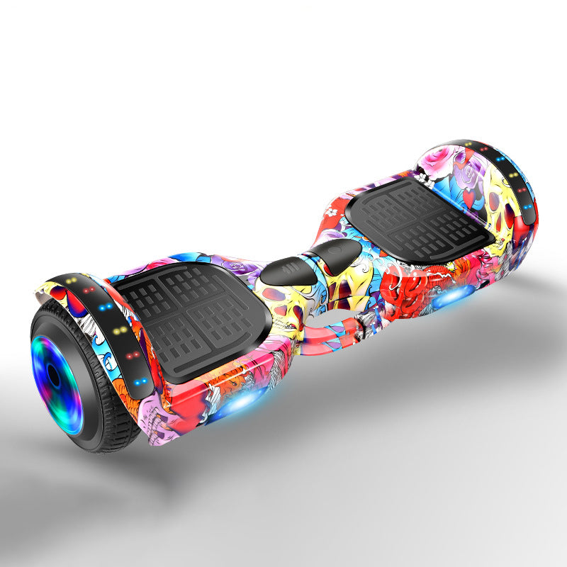7 Zoll elektrisches Hoverboard für Kinder, LED-Licht, Bluetooth-Musik, Höchstgeschwindigkeit 8 kHz, Entfernung 5/10 km