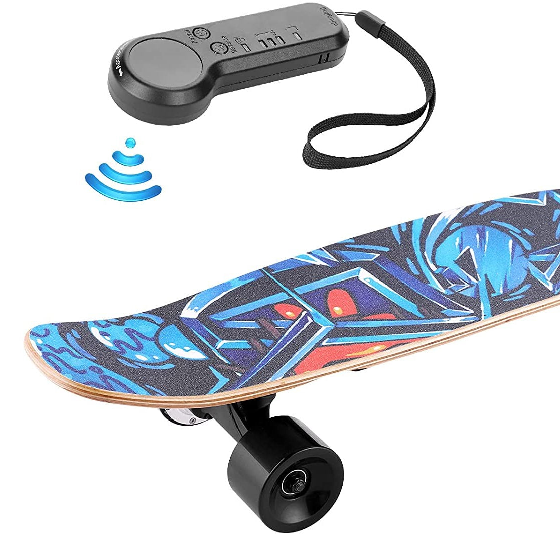 Skateboard électrique 250W avec la télécommande sans fil distance 16 km vitesse Max 15 km/h temps de charge 2h pour les enfants de 8 ans et plus
