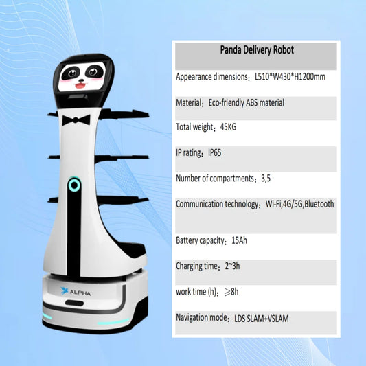 Robot de Livraison Panda Automatique 10.1" Écran, 45kg, 8h Autonomie