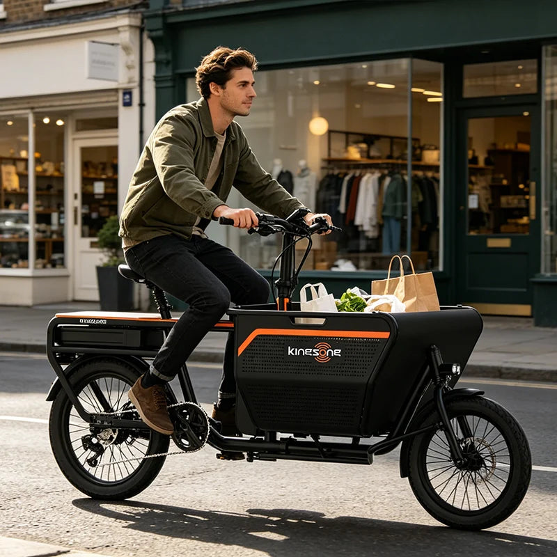 Vélo Cargo Électrique 500W 40km/h Charge 120kg