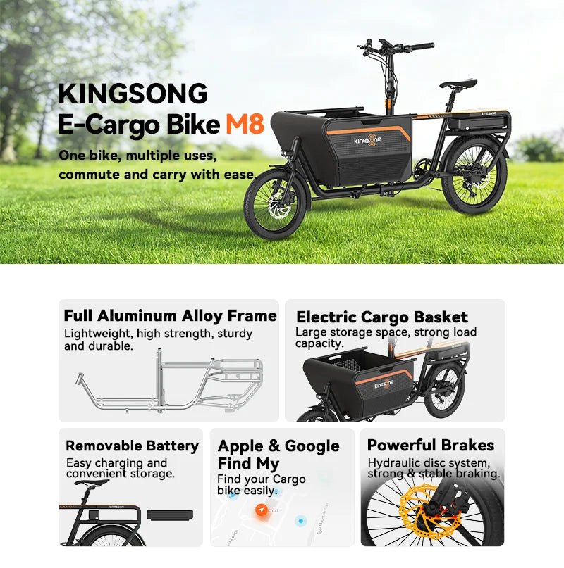 Vélo Cargo Électrique 500W 40km/h Charge 120kg