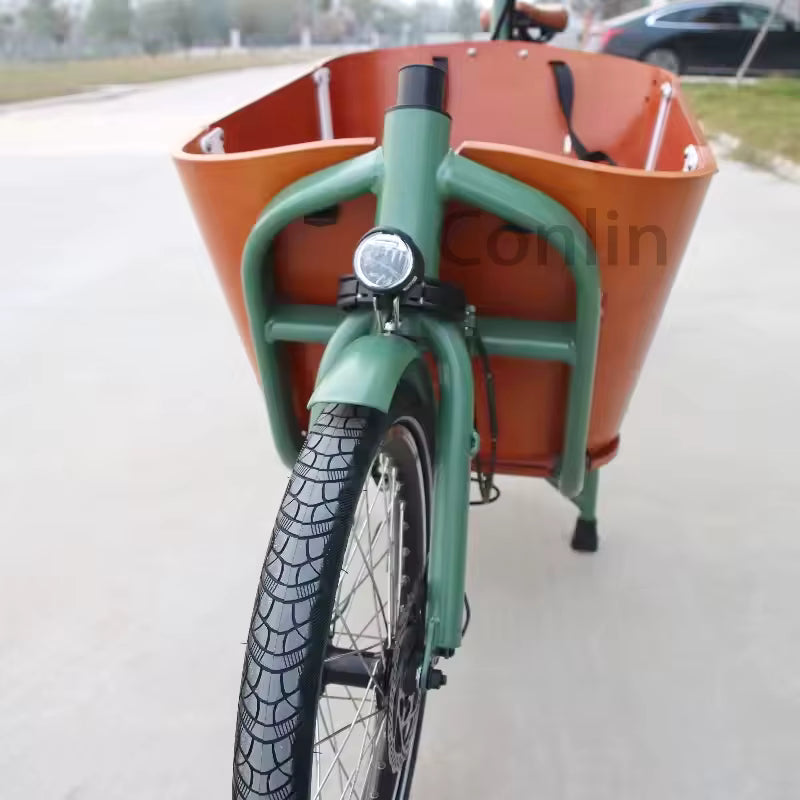 Biporteur Hollandais  Électrique Familial | Vélo Cargo 2 Roues  | Charge 300 kg – 4 Places