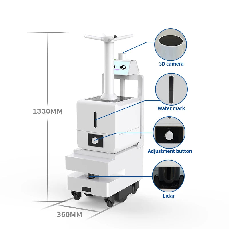 Robot désinfectant autonome à pulvérisation multi‑points 16 L efficace industriel
