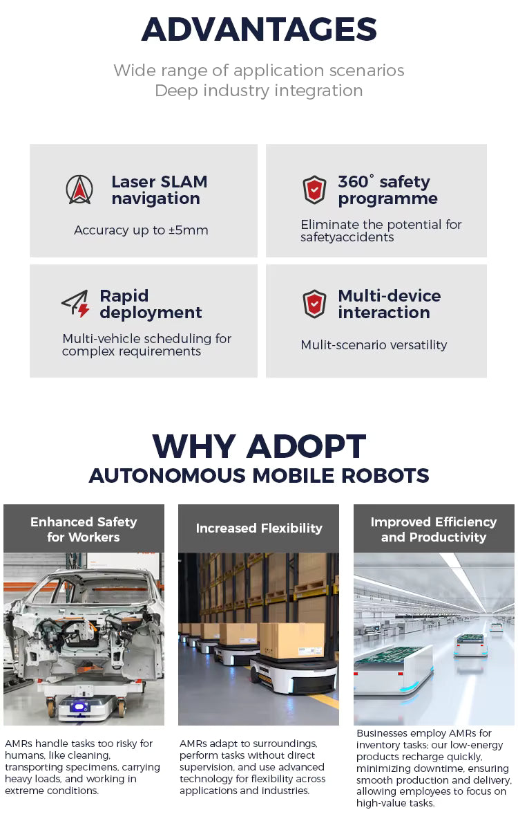 Robot Mobile Autonome Industriel 1000kg Laser SLAM Navigation