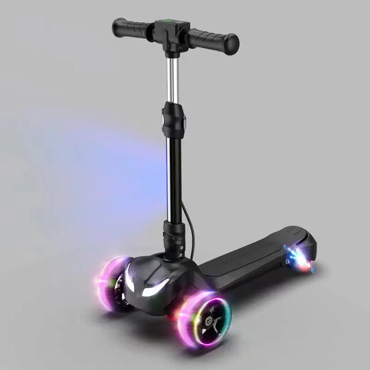 Trottinette électrique enfant 3 roues LED pliable réglable 8 km/h