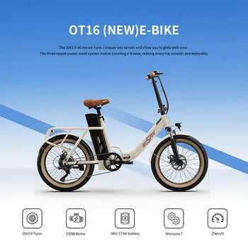 Vélo électrique OT16-2 pliable 48V 250W pour vélo hybride