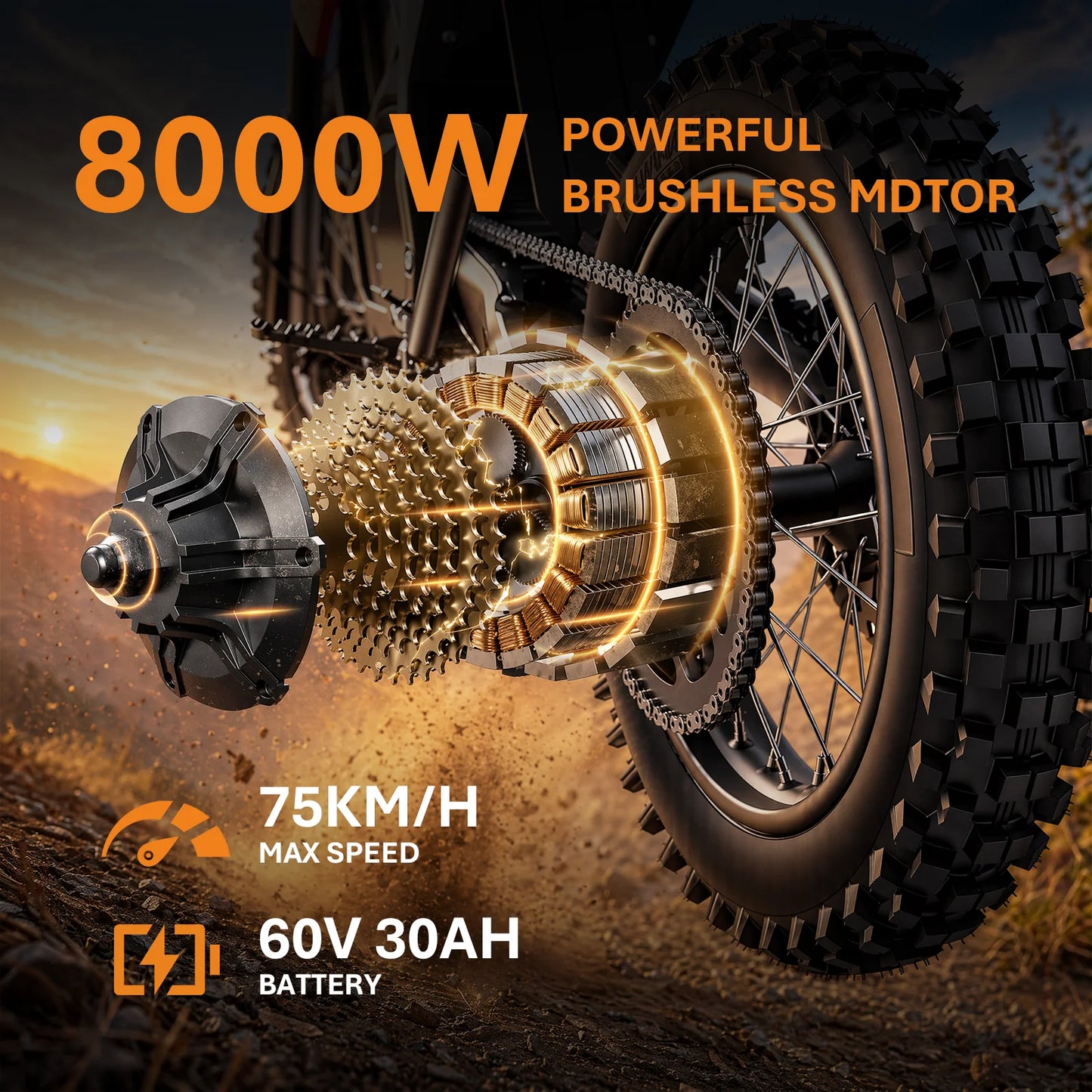 HEZZO D3 Electric Dirt Bike  60V 8000W Middrive Ebike 30AH Electric OffRoad Bike Dirt Bike 17/14Inch Enduro Electric Motorcycle