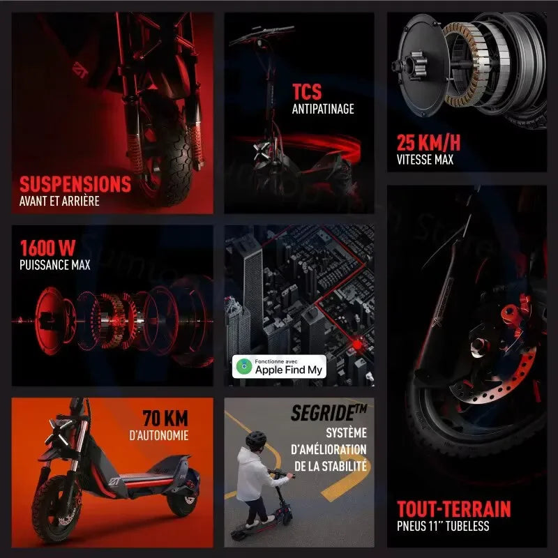 Trottinette Électrique ZT3 Pro E Ninebot 1600W 25km/h 70km