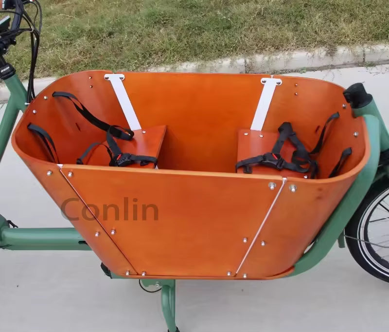 Biporteur Hollandais  Électrique Familial | Vélo Cargo 2 Roues  | Charge 300 kg – 4 Places
