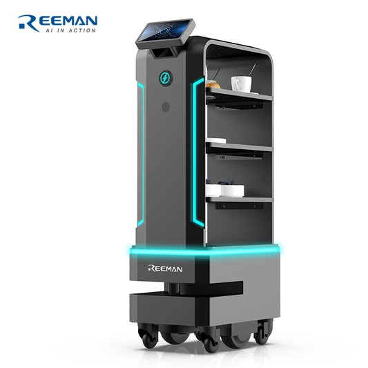 Robot de service REEMAN pour livraison de repas, design moderne