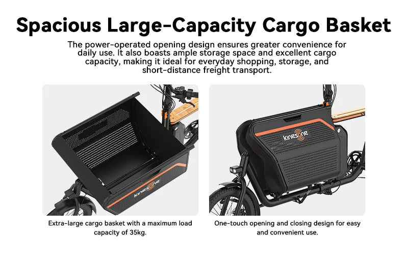Vélo Cargo Électrique 500W 40km/h Charge 120kg