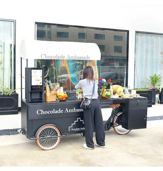 Chariot mobile de restauration à vélo, cuisine rapide et personnalisable