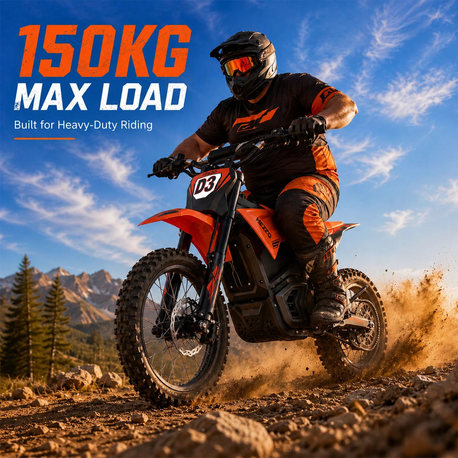 HEZZO D3 Electric Dirt Bike  60V 8000W Middrive Ebike 30AH Electric OffRoad Bike Dirt Bike 17/14Inch Enduro Electric Motorcycle