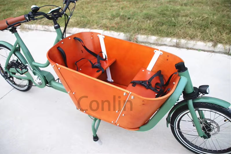 Biporteur Hollandais  Électrique Familial | Vélo Cargo 2 Roues  | Charge 300 kg – 4 Places